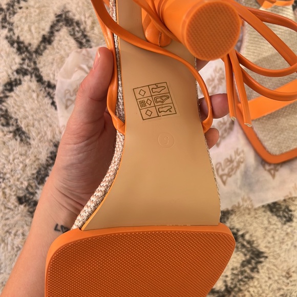 ASOS ankle-wrap heels, orange, NWT - Picture 3 of 3